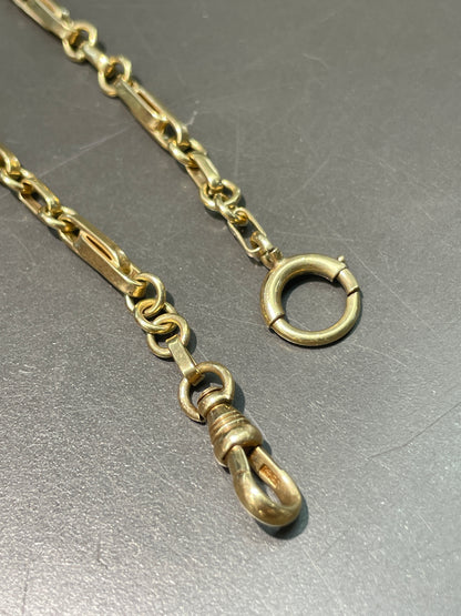 Vintage 14K Gold Fancy Link Watch Chain Necklace