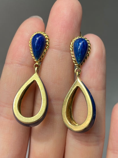 vintage Tiffany &amp; Co. Boucles d’oreilles pendantes en émail or 18 carats