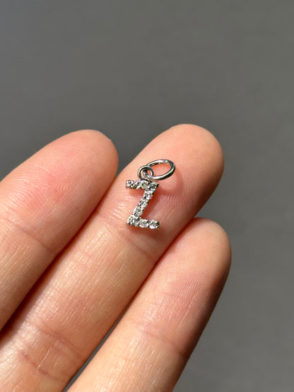 14K 白金 Z 字母钻石吊坠