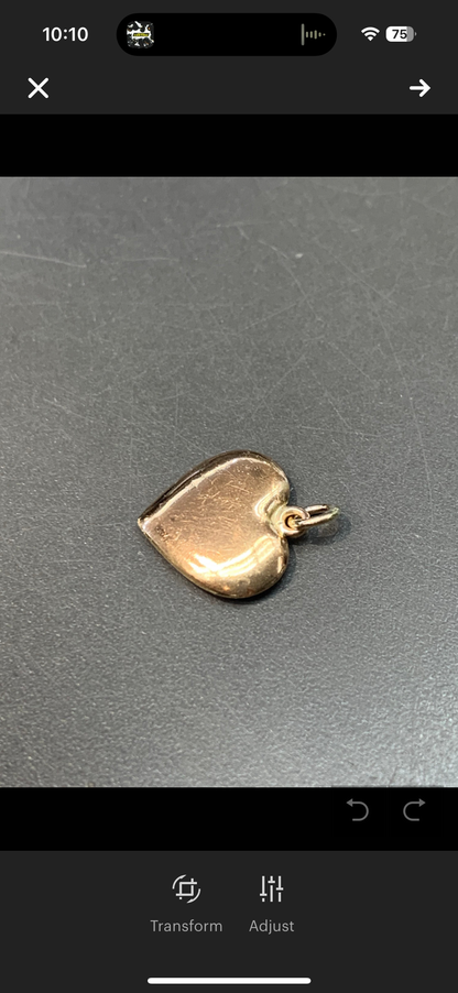 复古 14K 玫瑰金心形吊坠