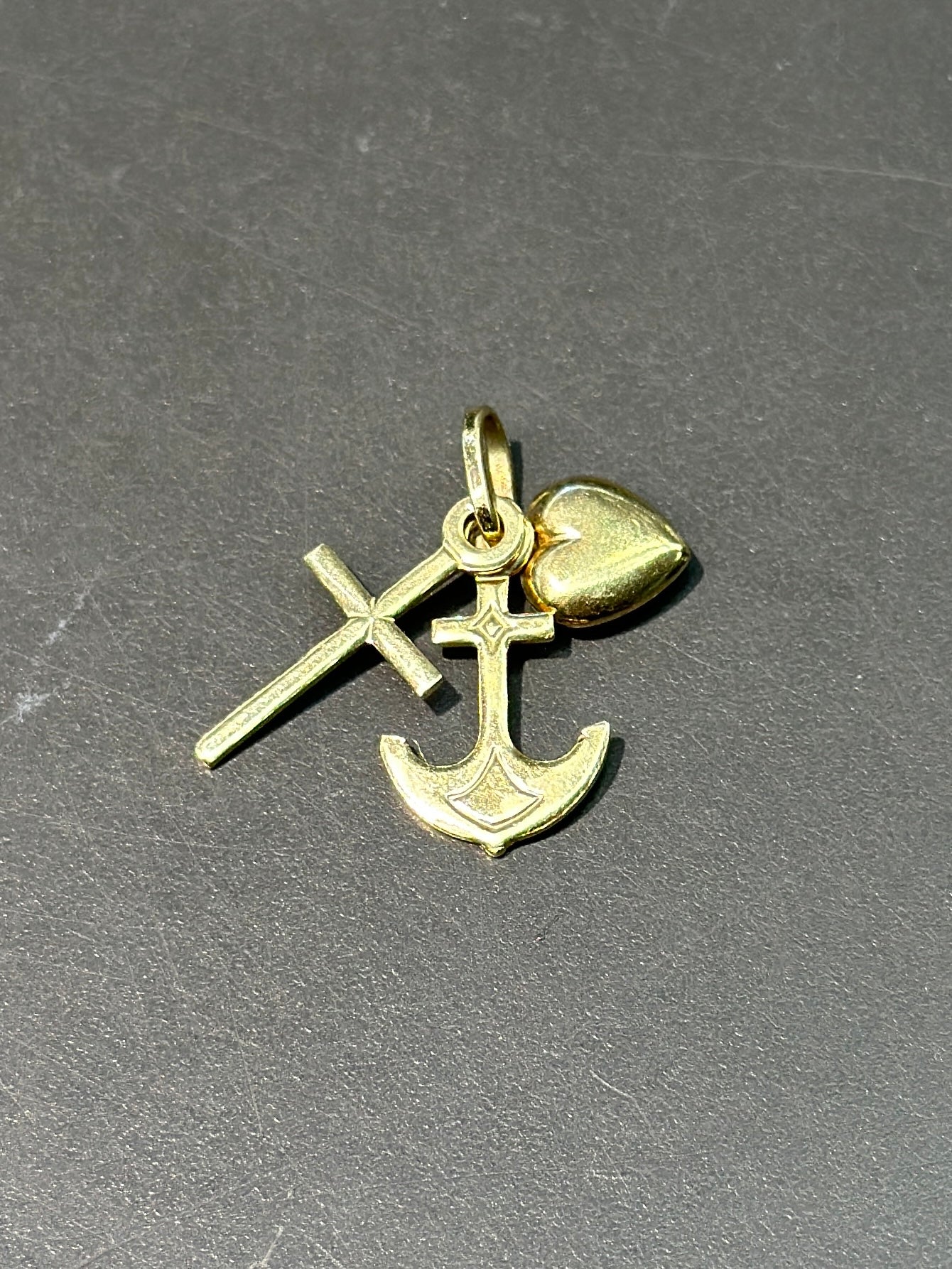 Vintage Italian 14K Gold “Faith, Hope, and Charity” Charm