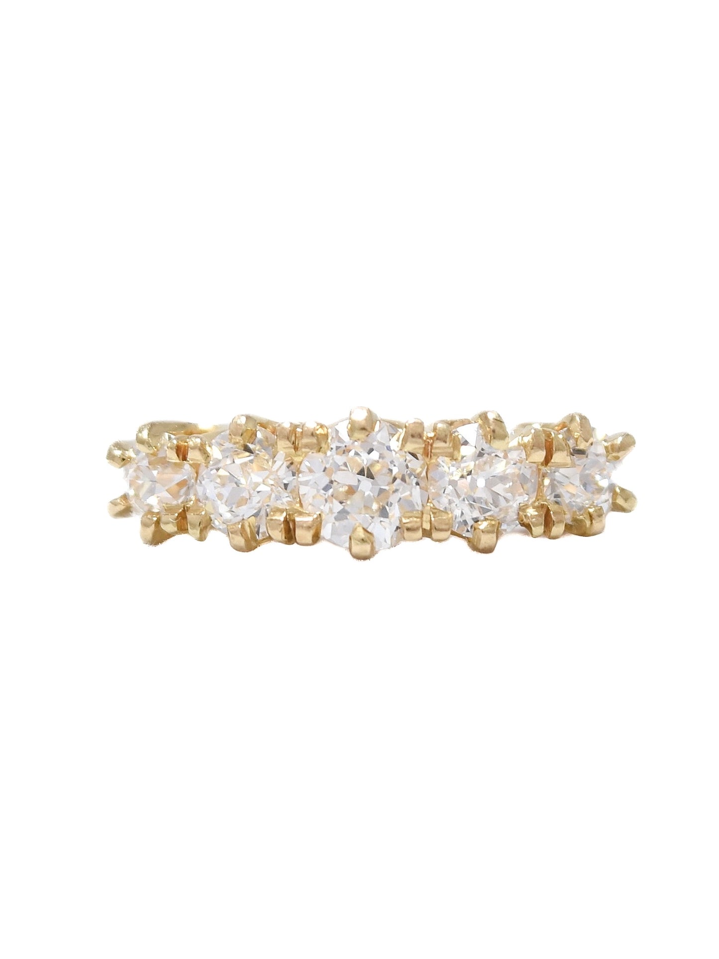 Antique Birks 14K Gold 1.46 CTW Five Stone Diamond Ring