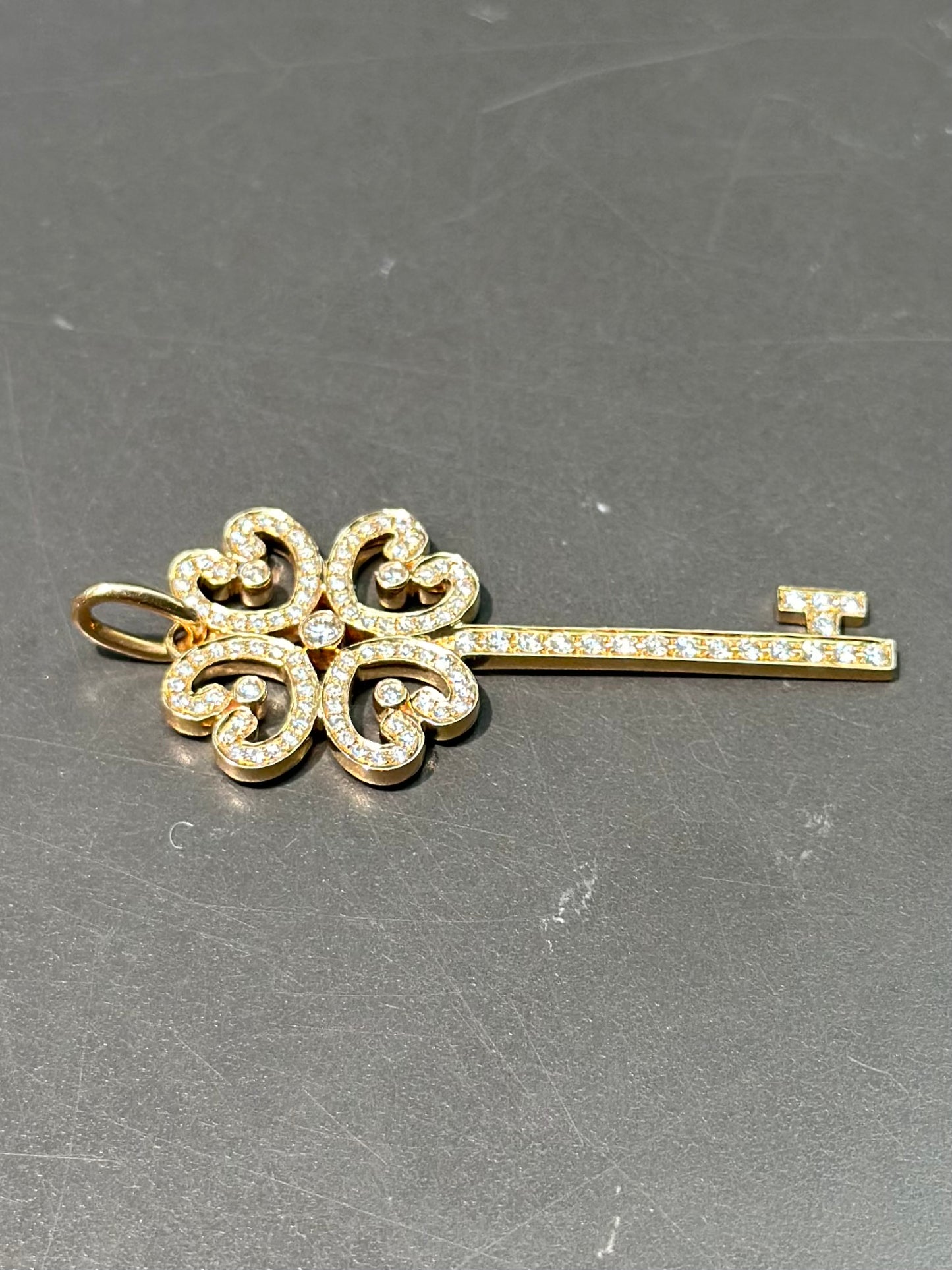 Tiffany & Co. 18K Gold Rose Gold Enchant Diamond Key Pendan