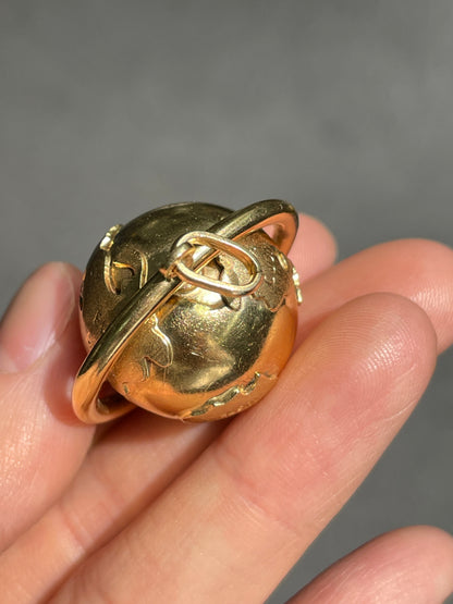 Vintage 14K Gold Large Spinning Globe Charm