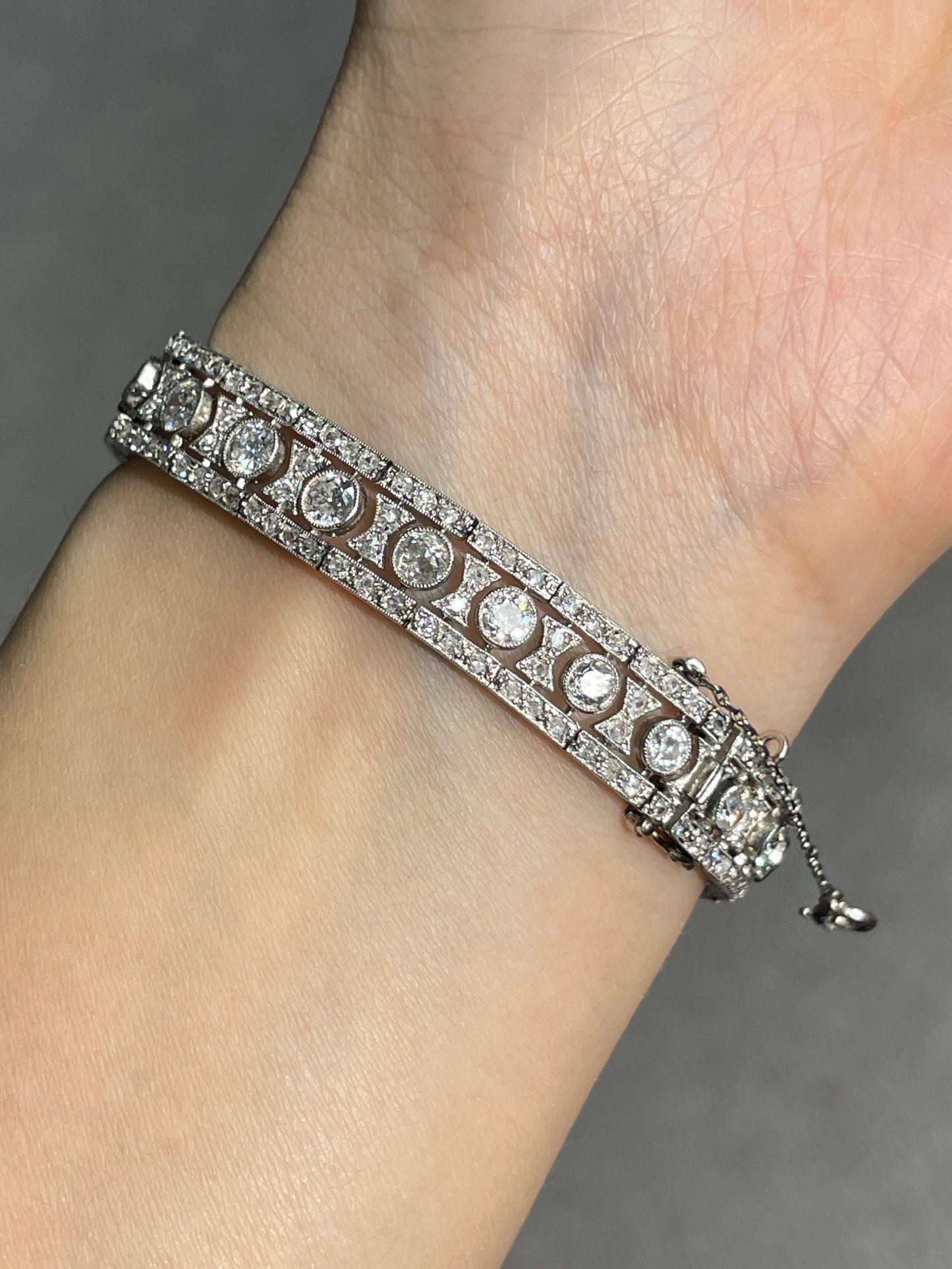 Art Deco French Platinum 8.10 CTW Diamond Watch Bracelet