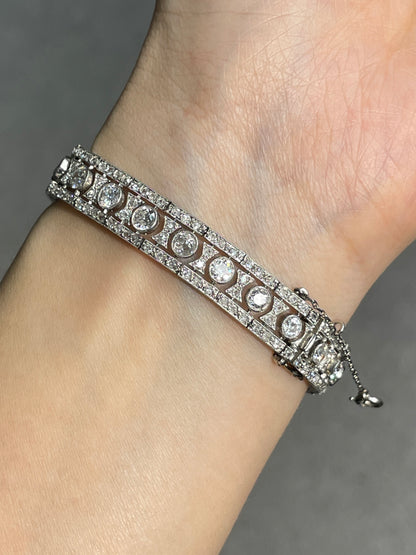 Art Deco French Platinum 8.10 CTW Diamond Watch Bracelet