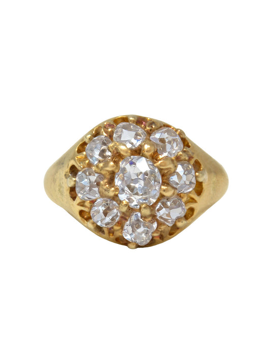 Antique 18K Gold 2.25 CTW Diamond Cluster Ring