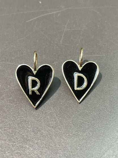 14K Gold Enamel Letter Heart Charm
