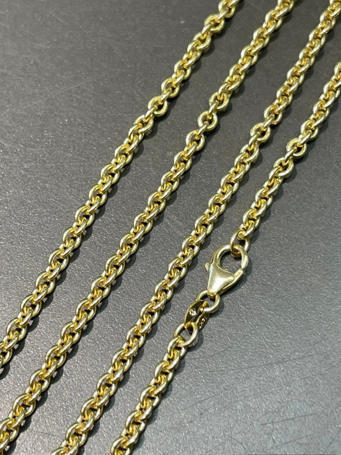 14K Yellow Gold 3.0 mm Rollo Link Chain Necklace 24.0 inch