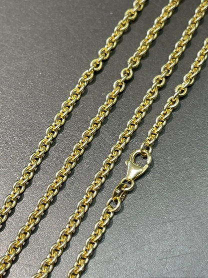 14K Yellow Gold 3.0 mm Rollo Link Chain Necklace 24.0 inch