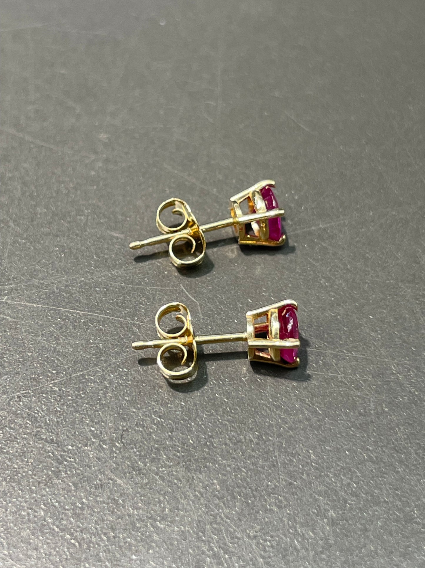 14K Yellow Gold Ruby Stud Earring