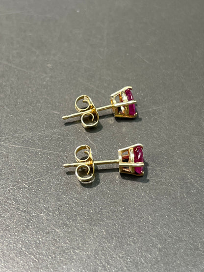 14K Yellow Gold Ruby Stud Earring
