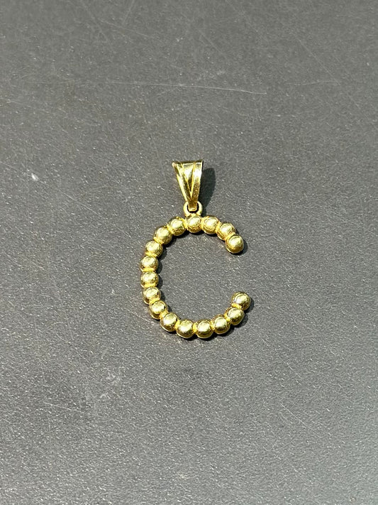 Vintage 18K Gold Beaded “C” Letter Charm