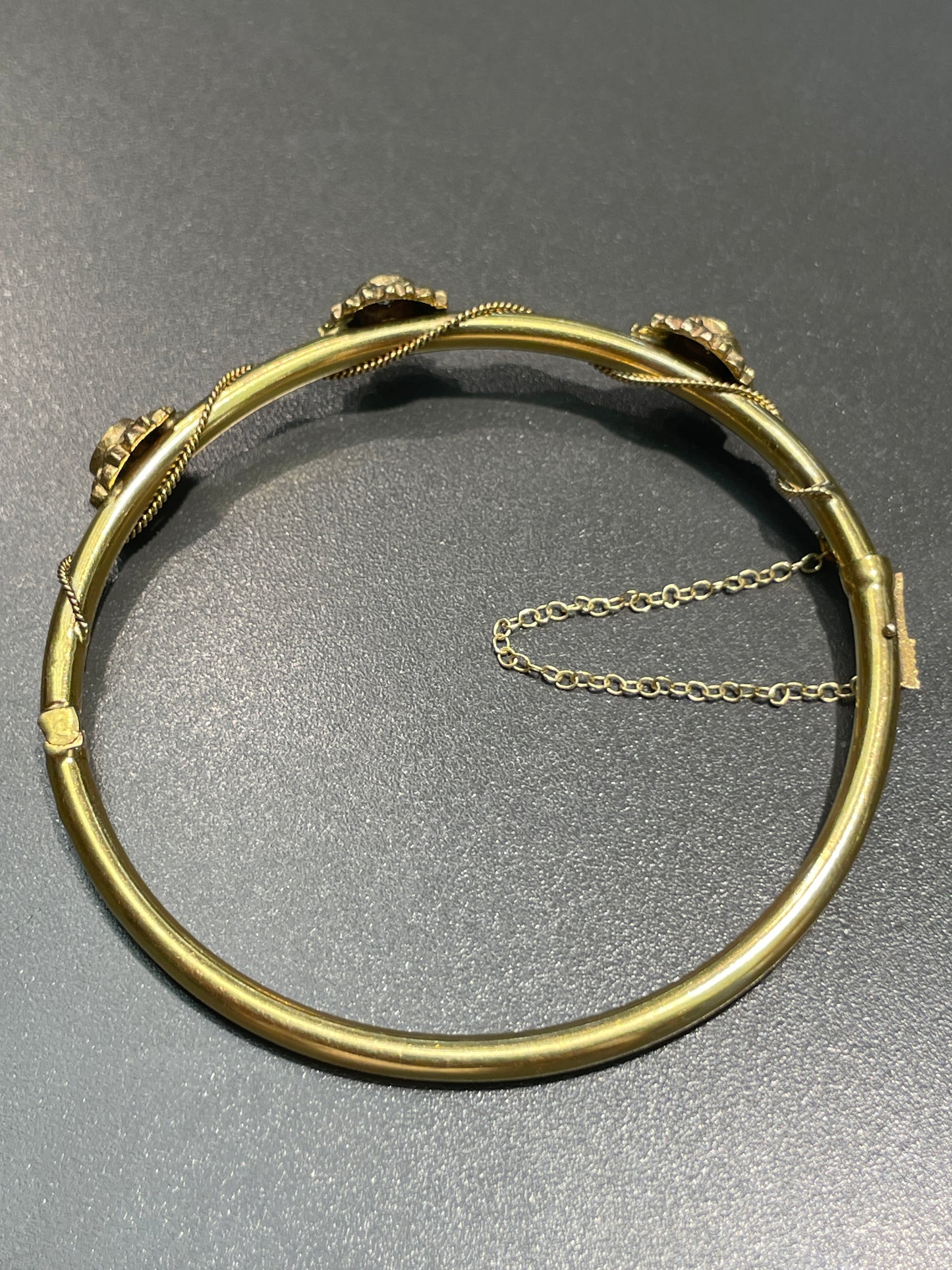 Vintage 14K Gold Diamond Starburst Bangle Bracelet