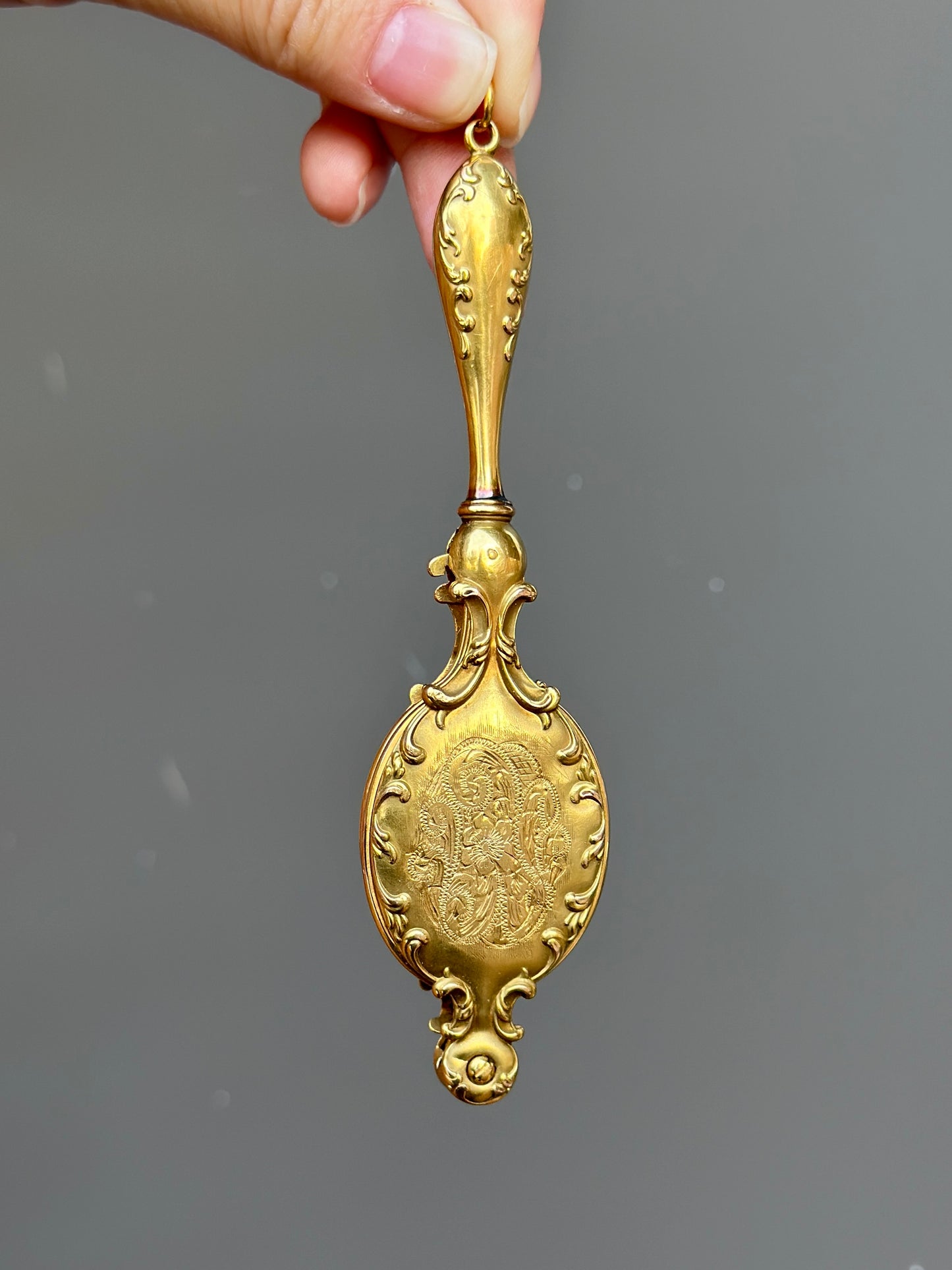 Lorgnette de diamants en or 14 carats Art Nouveau