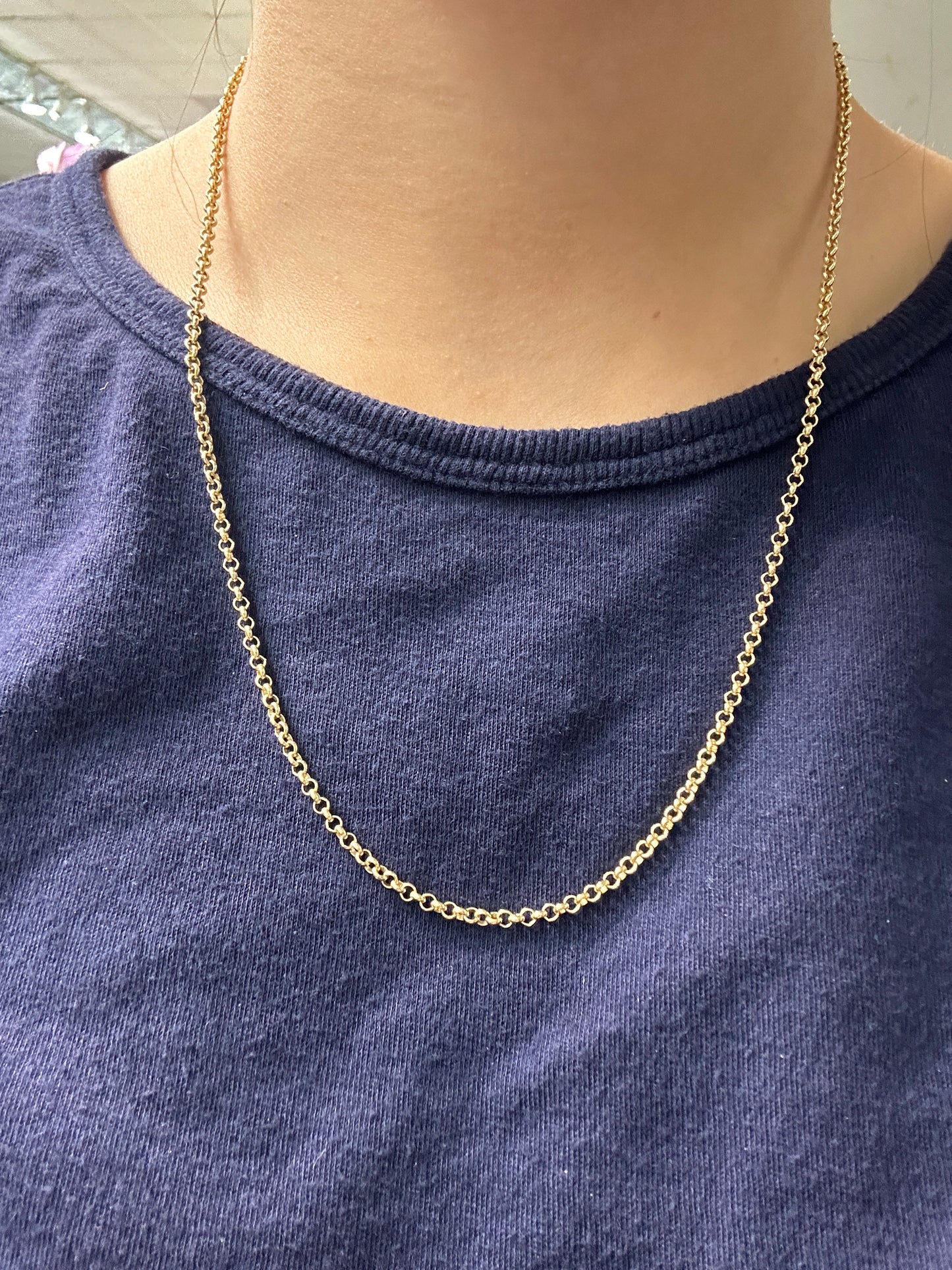 14K Yellow Gold 2.5 mm Solid Rollo Link Necklace 20.0 inch