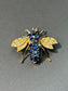 Broche pendentif abeille saphir en or 14 carats vintage