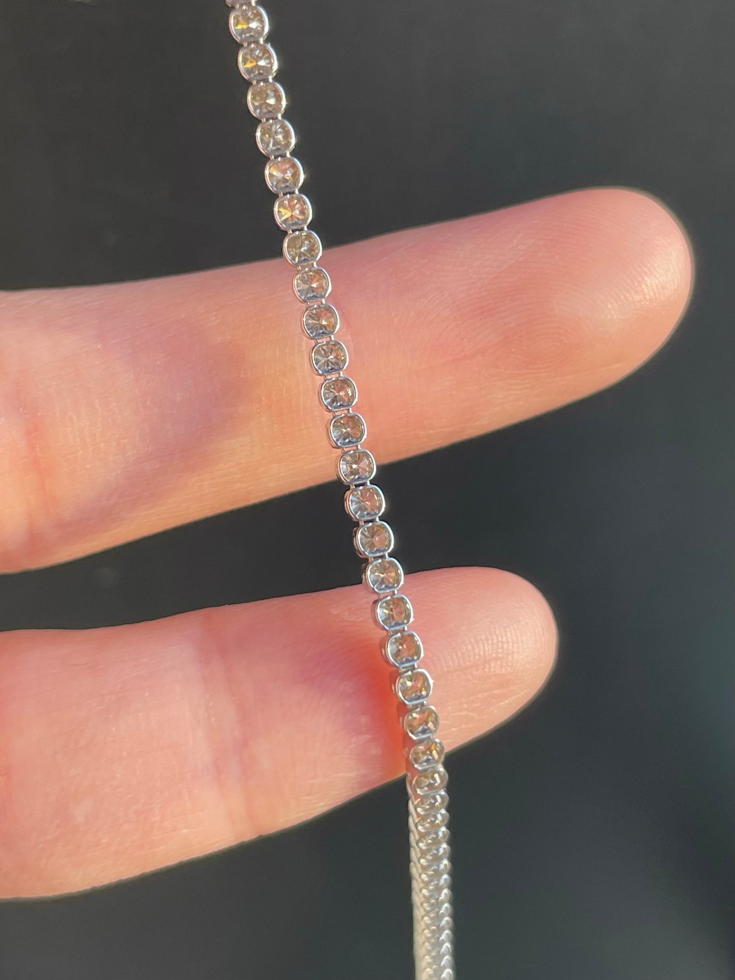 14K 白金 2.20 CTW 钻石网球手链