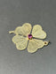 Vintage 14K Gold Tourmaline Engine Turned Lucky Clover Charm