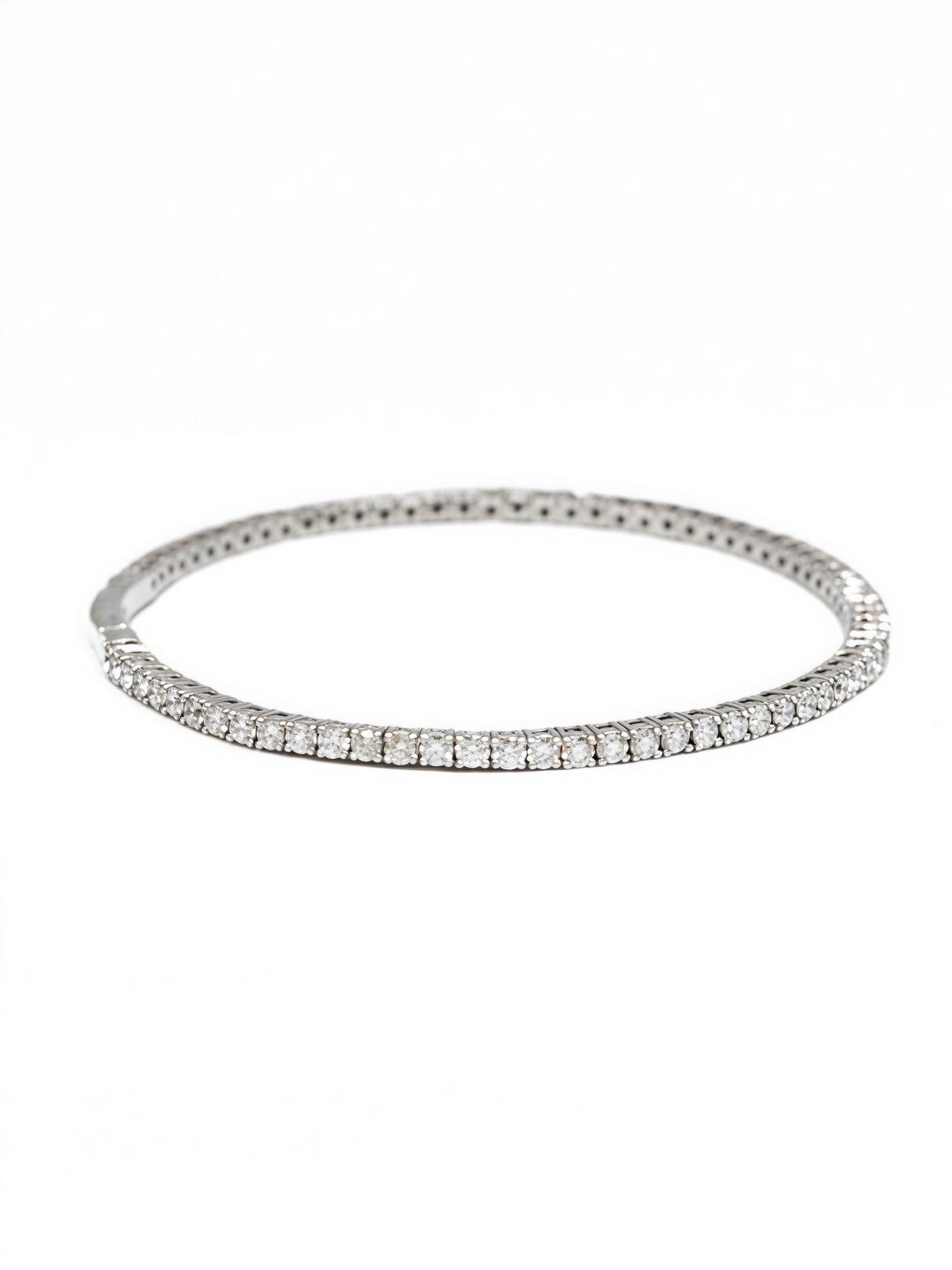 14K White Gold 2.60 CTW Diamond Flex Bangle Bracelet