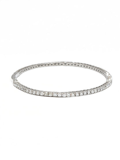 14K White Gold 2.60 CTW Diamond Flex Bangle Bracelet