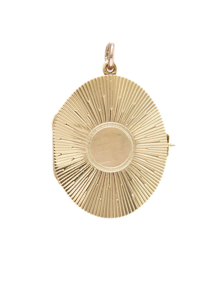 Vintage 14K Gold Engine Turned Locket Book Pendant