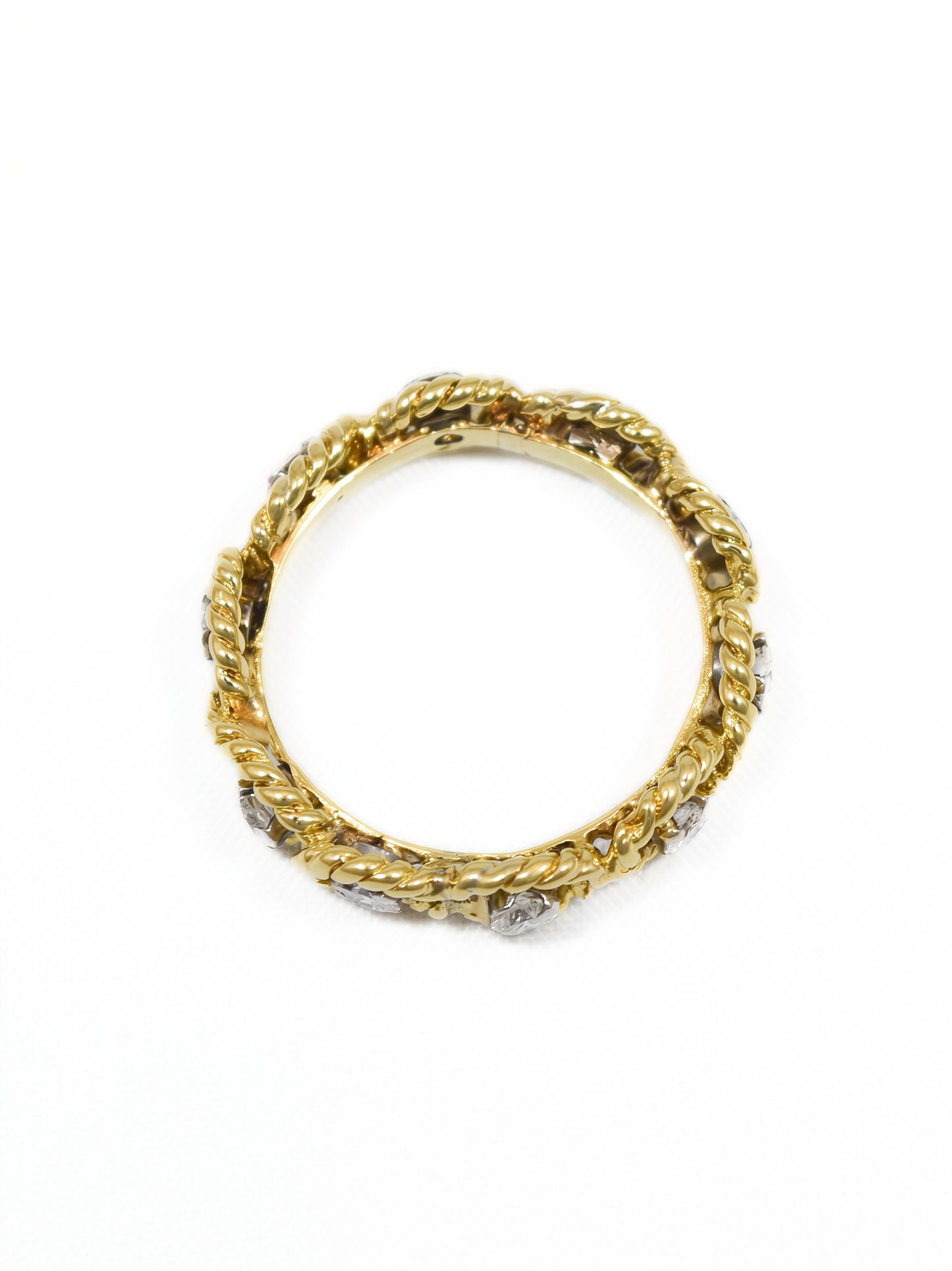 18K Gold 0.70 CTW Diamond Twisted Rope Band Ring