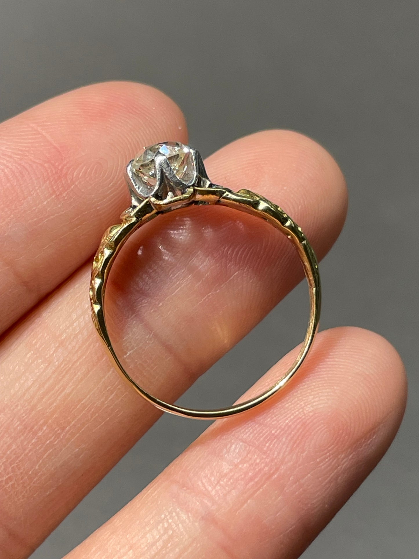 Antique 14K Gold 1.18 CTW Diamond Solitaire Ring