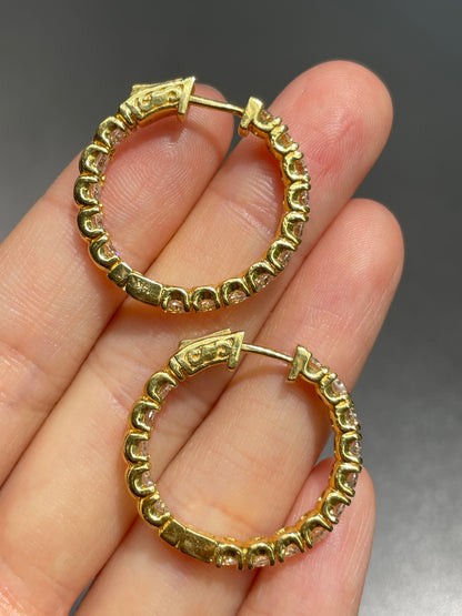 14K Yellow Gold 3.36 CTW Diamond Hoop Earring
