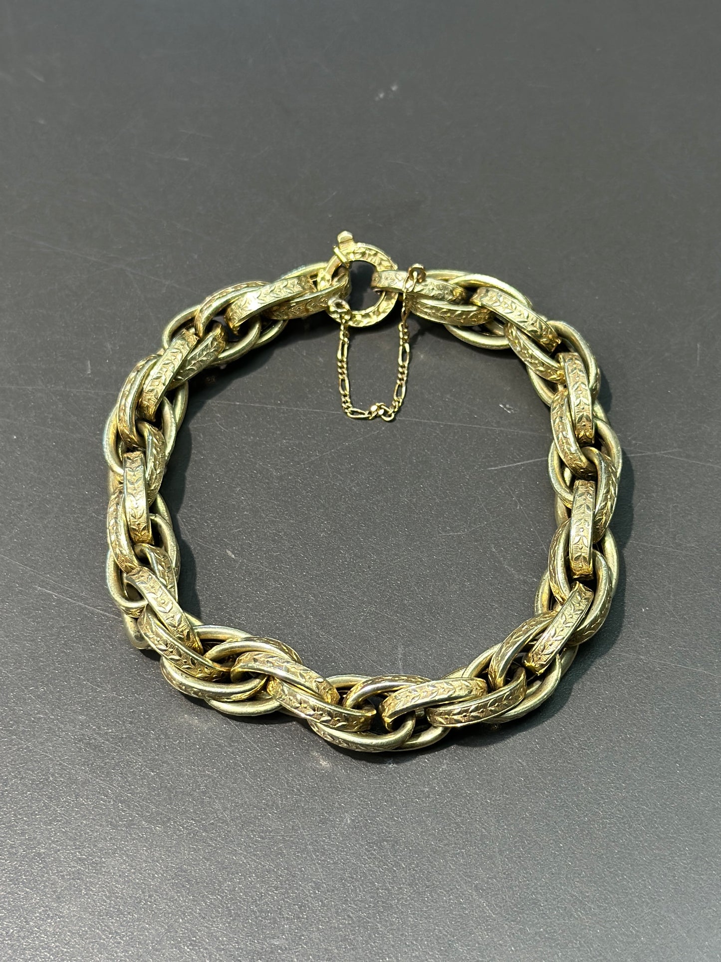 Antique Victorian Italian 14K Gold Motif Chain Link Bracelet