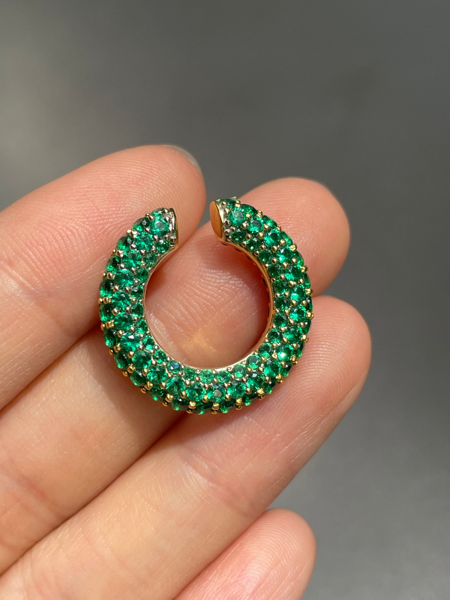 14K Gold Tsavorite Garnet Ear Cuff Earring