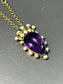 Victorian 14K Gold Amethyst Natural Pearl Crown Pendant