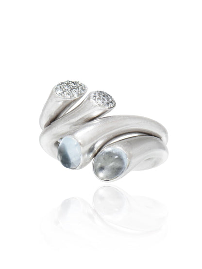 Georg Jensen 18K Gold Carnival Aquamarine Diamond Ring