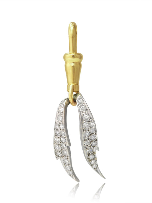 Vintage 14K Gold Platinum 0.60 CTW Diamond Wing Pendant