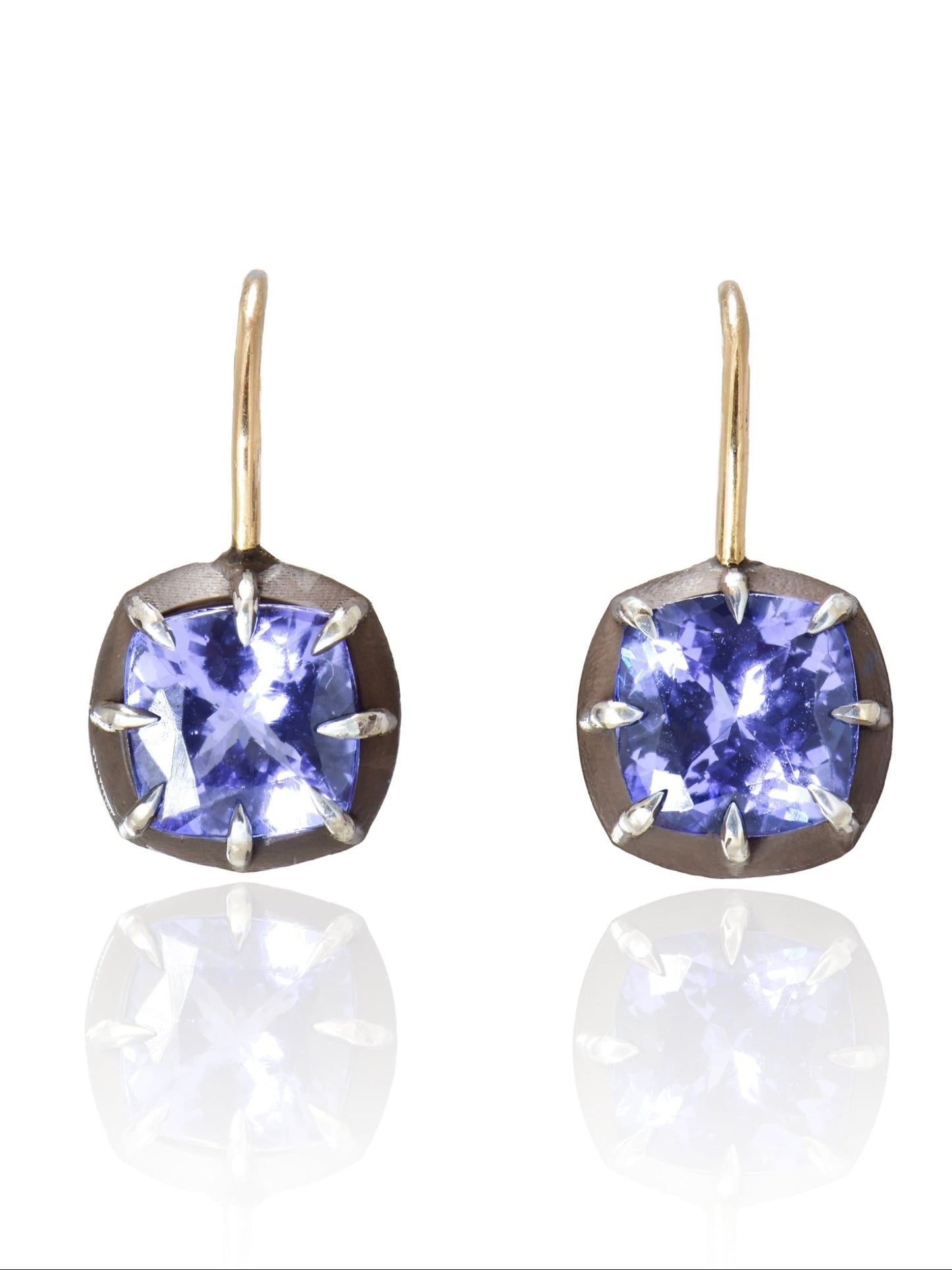 Georgian Style Tanzanite Collet-Set Earring