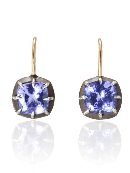 Georgian Style Tanzanite Collet-Set Earring