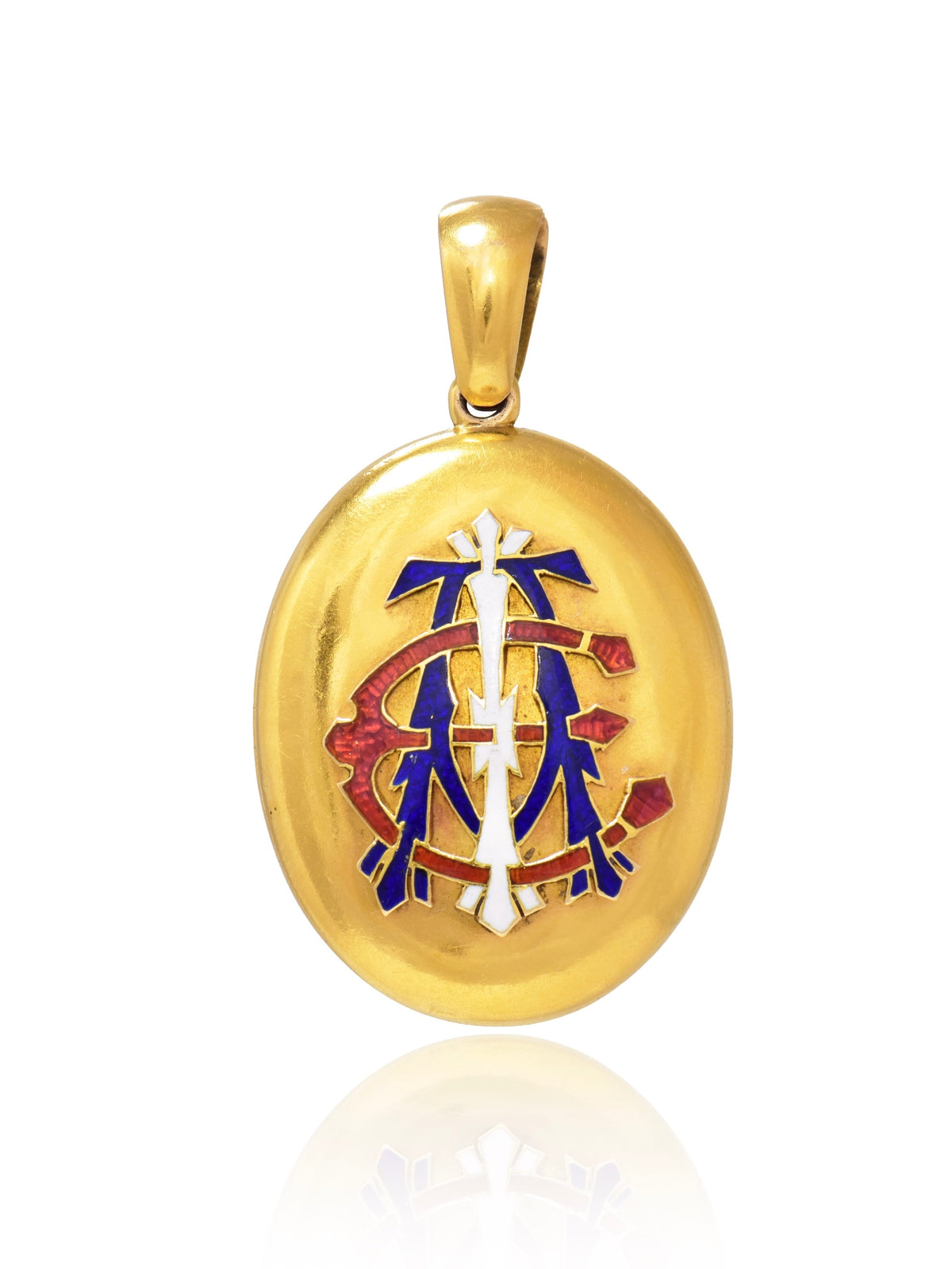 Antique 18K Gold Enameled "AEI" Monogrammed Locket
