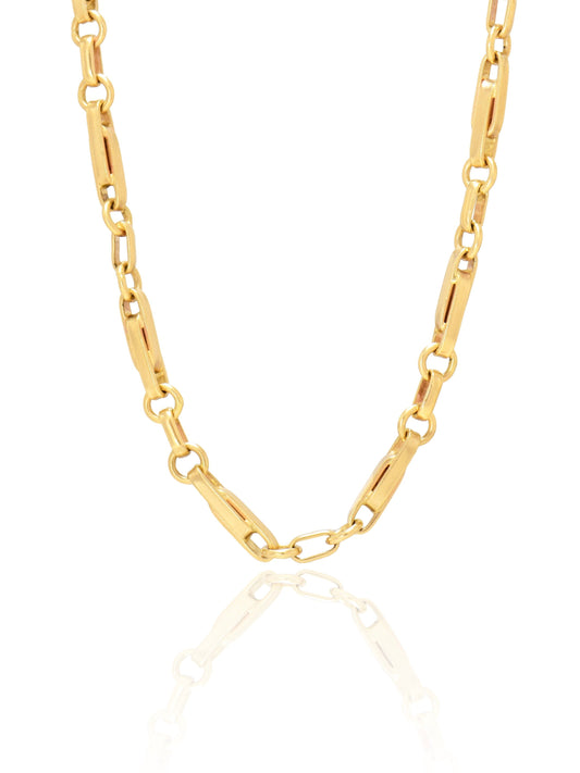Vintage 14K Gold Fancy Link Watch Chain Necklace