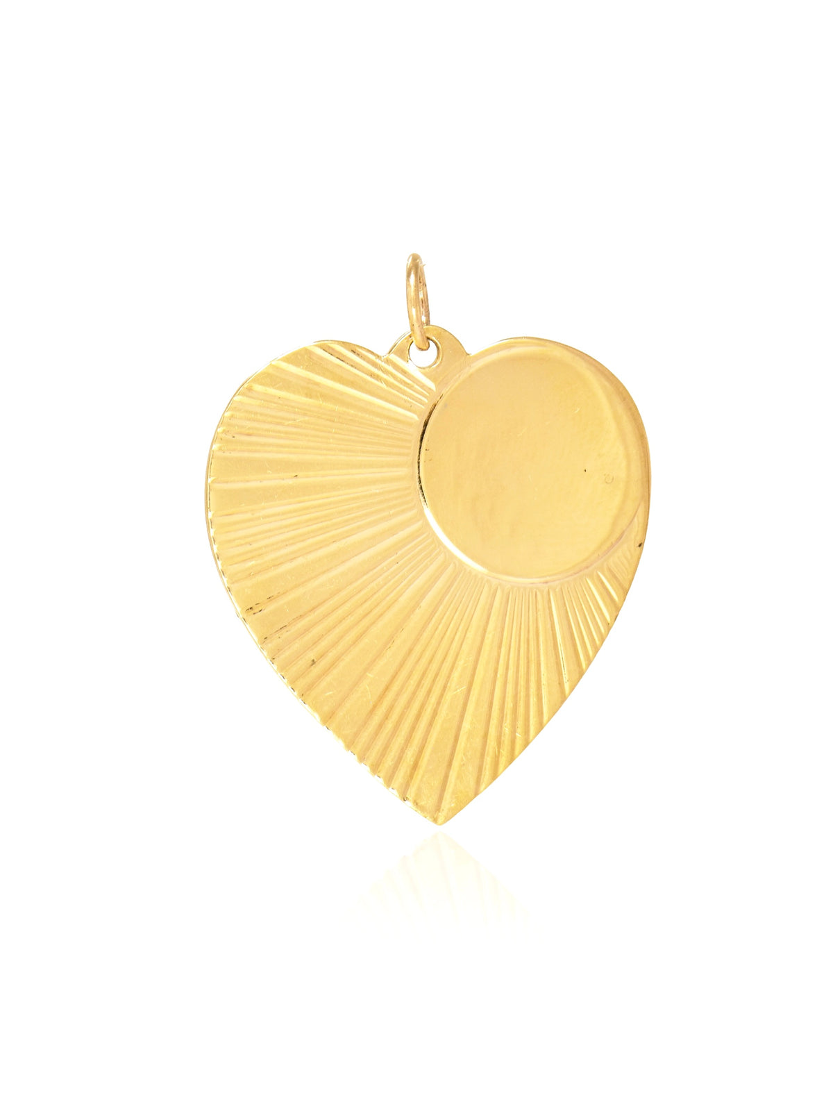 Vintage 14K Gold Large Engine Turned Heart Charm