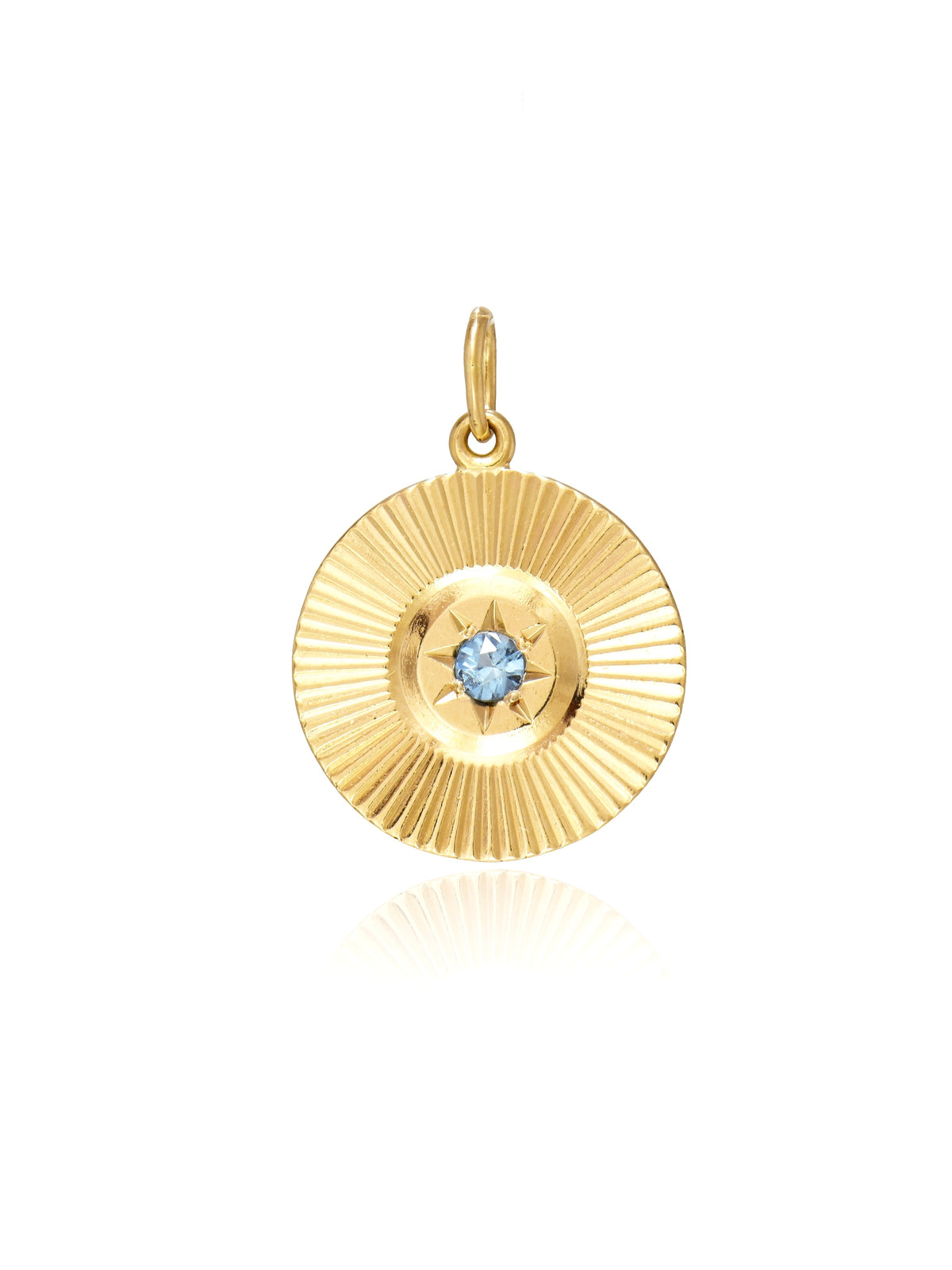 Vintage 14K Gold Topaz Engine Turned Charm