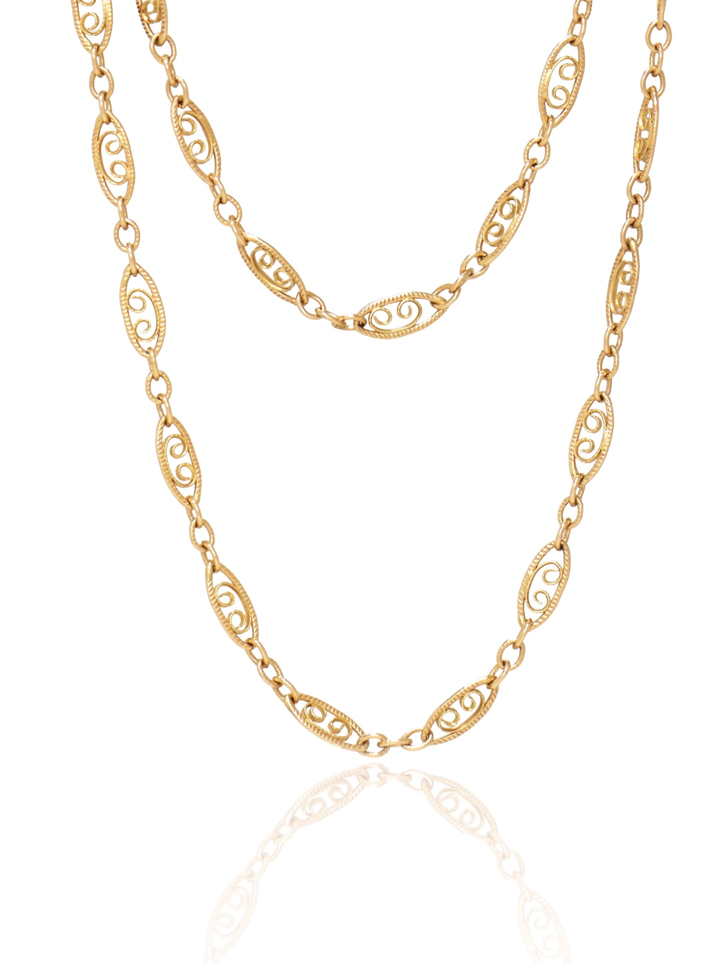 Vintage 14K Gold Filigree Chain Necklace