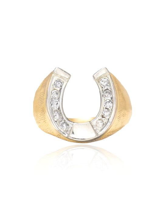 Vintage 14K Gold Diamond Horse Shoe Ring