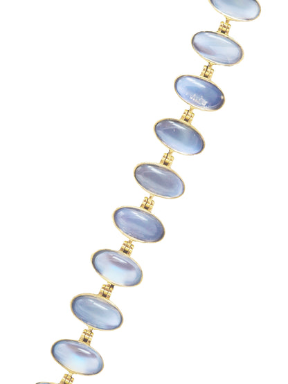 14K Gold Ceylon Moonstone Bezel Bracelet