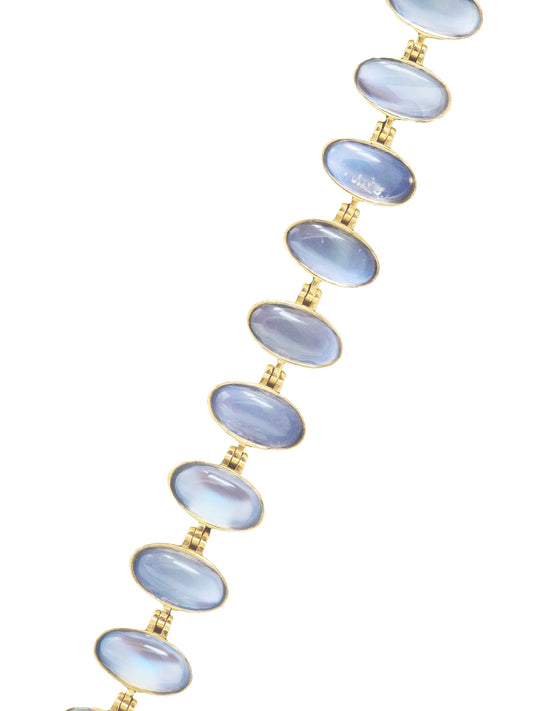 14K Gold Ceylon Moonstone Bezel Bracelet