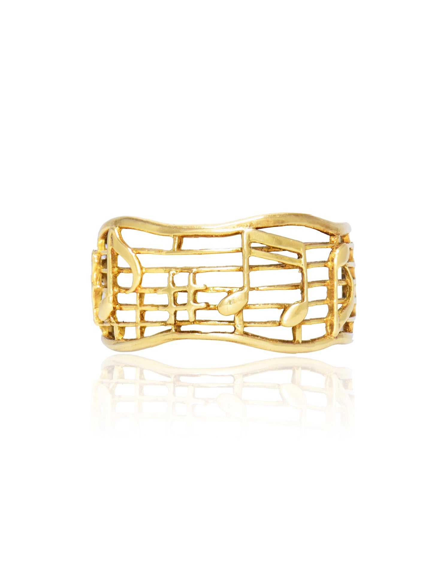 Vintage 18K Gold Music Note Band Ring