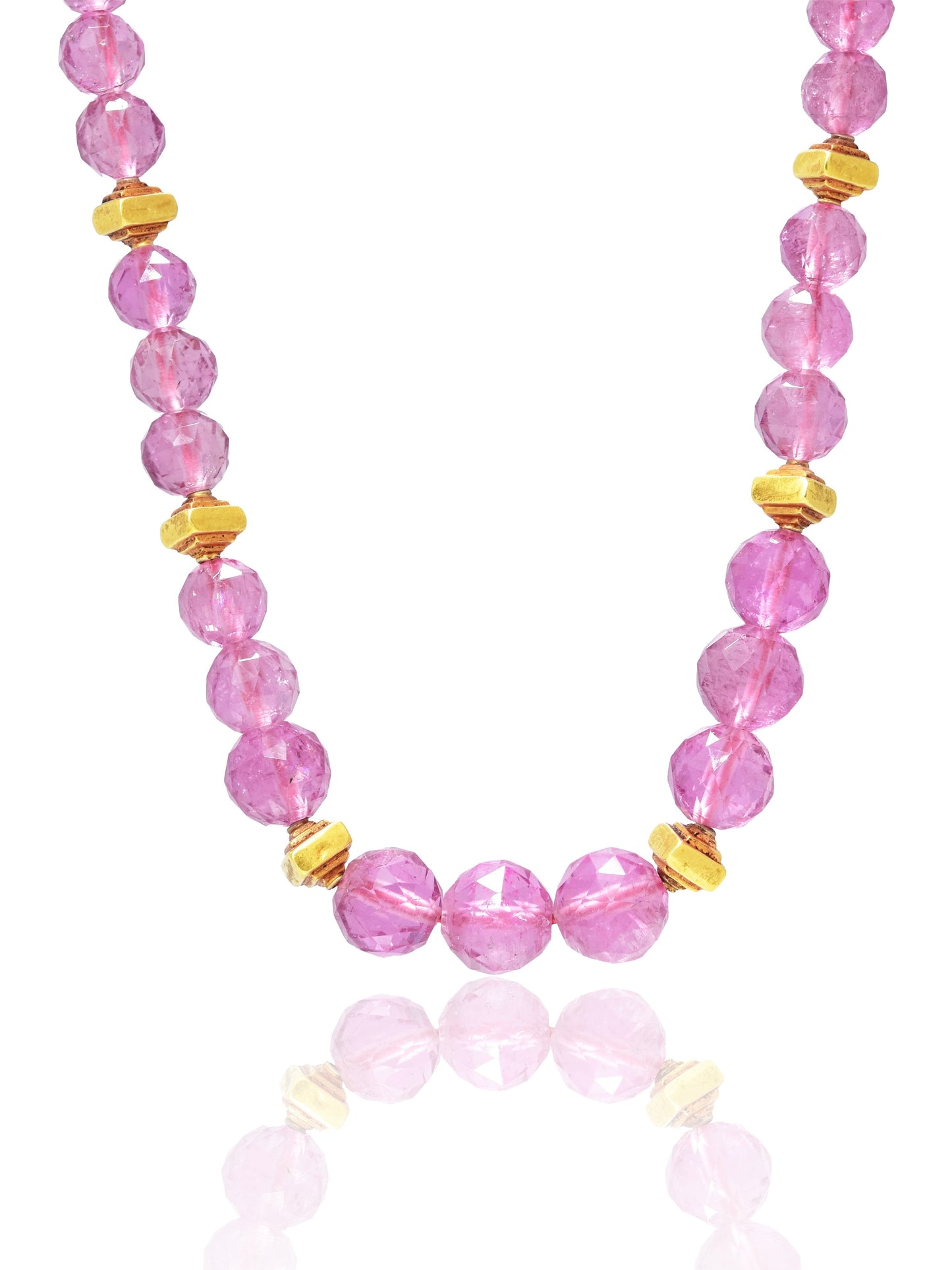 Vintage 18K Gold Feaceted Tourmaline Bead Necklace