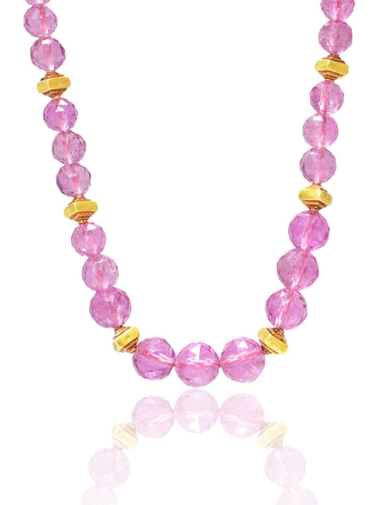 Vintage 18K Gold Feaceted Tourmaline Bead Necklace