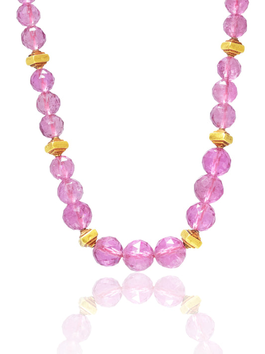 Vintage 18K Gold Faceted Tourmaline Bead Necklace