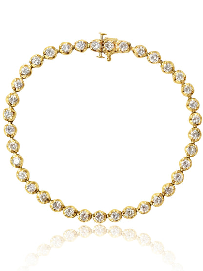Vintage 14K Gold 3.70 CTW Diamond Tennis Bracelet