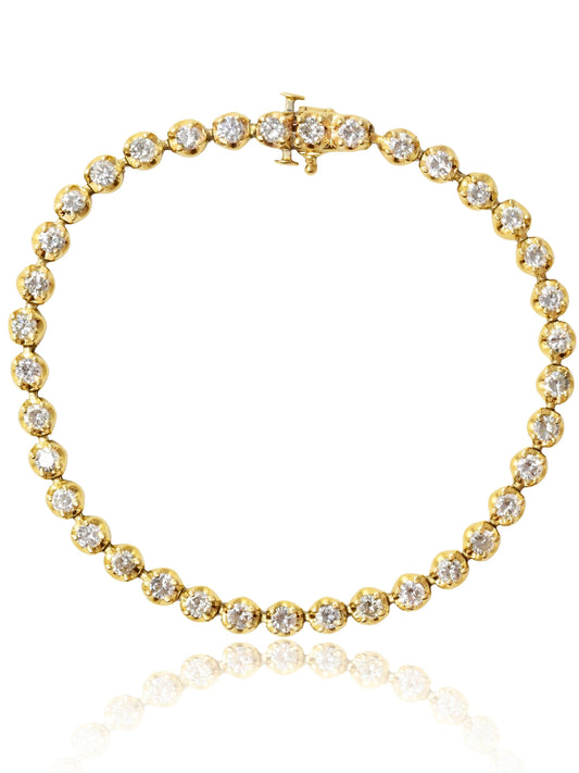 Vintage 14K Gold 3.70 CTW Diamond Tennis Bracelet